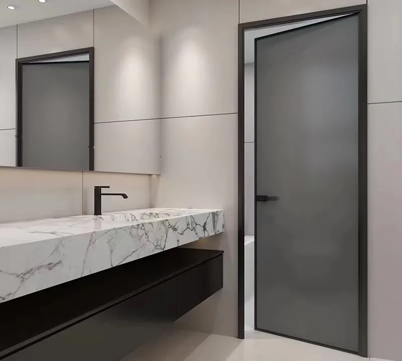 Aluminum Glass Hidden Frame Interior Door